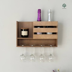 Wooden shelf for wine and glasses "Lounge"
