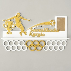 Wooden medal holder for a football player