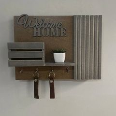 "Welcome Home" key holder with overlays