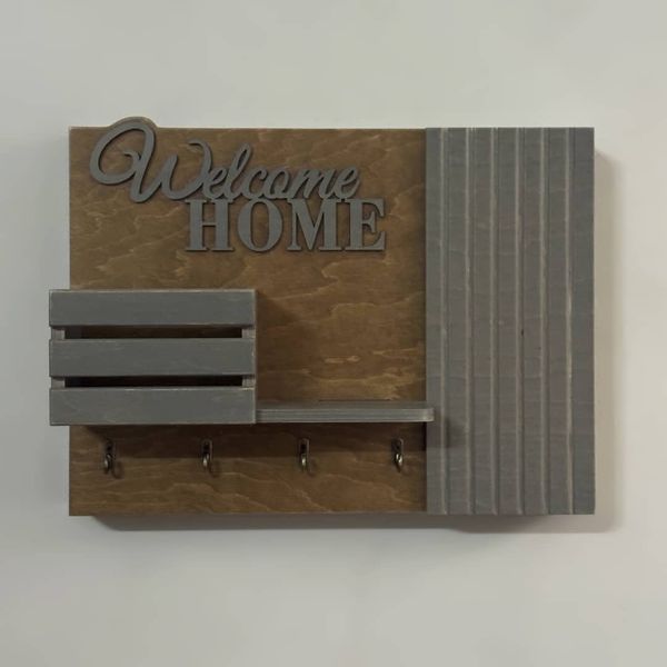 "Welcome Home" key holder with overlays
