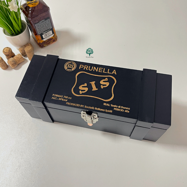 Wooden packaging for elite alcohol with engraving