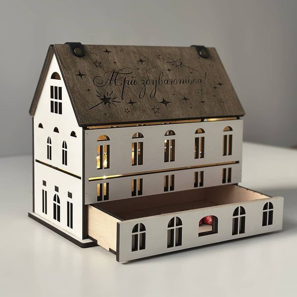 Wooden House Shaped Pencil Organizer for Gift