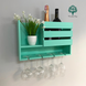 Shelf for glasses and wine in mint color Lounge