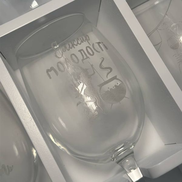 Set of wine glasses with engraving in a box as a gift for a friend
