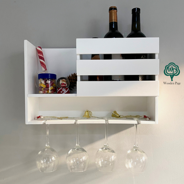 Wall shelf for glasses and wine in white color Lounge