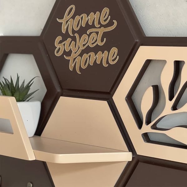 Designer honeycomb key holder in brown and cream