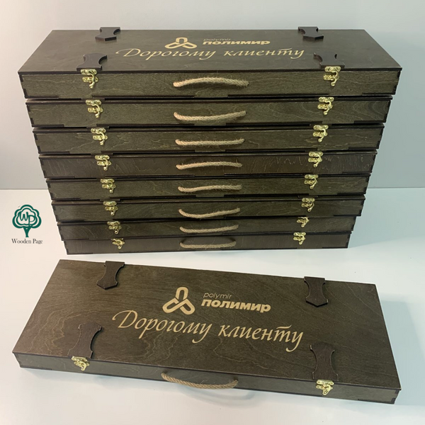 Набор шампуров в коробке на подарок с гравировкой логотипа