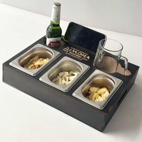 Beer box with food containers for a man