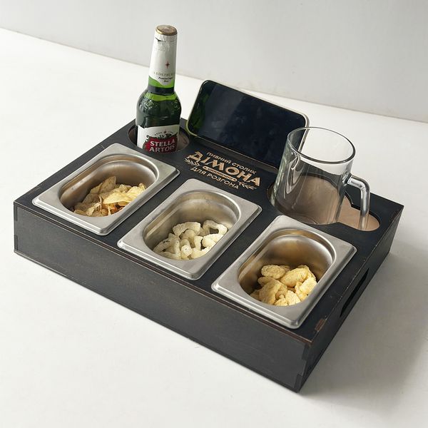 Beer box with food containers for a man