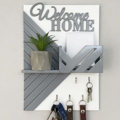 Designer wall key holder in grey and white