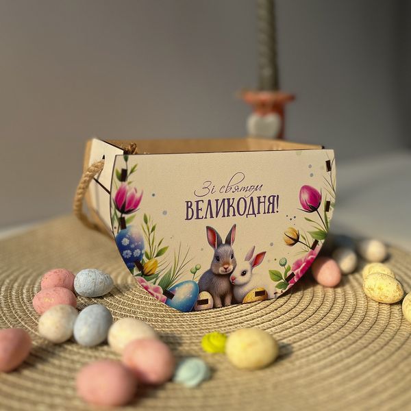 Пасхальная детская корзинка для пасхи с пасхальными кроликами