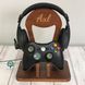 Wooden stand for gamepad and headphones as a gift for a gamer