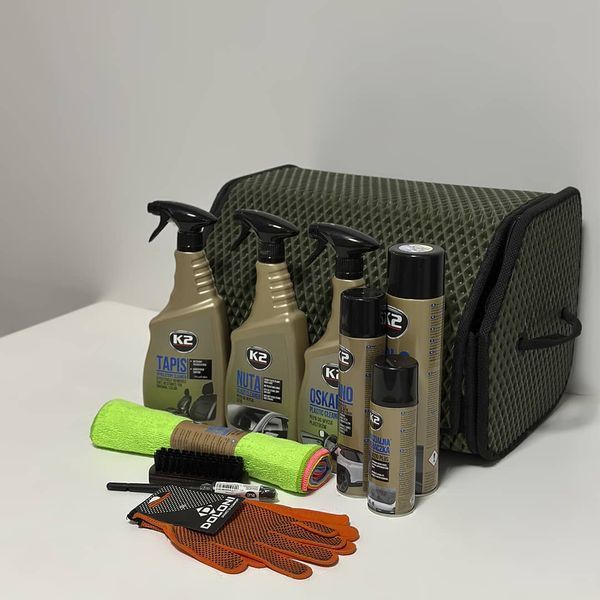 Gift cosmetic bag for car with organizer khaki color "Expert" 1