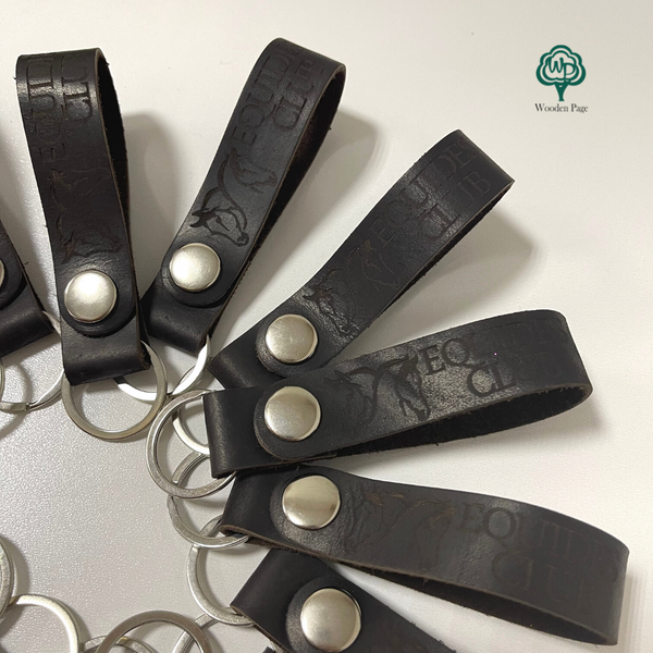 Keychain made of genuine leather with engraved logo