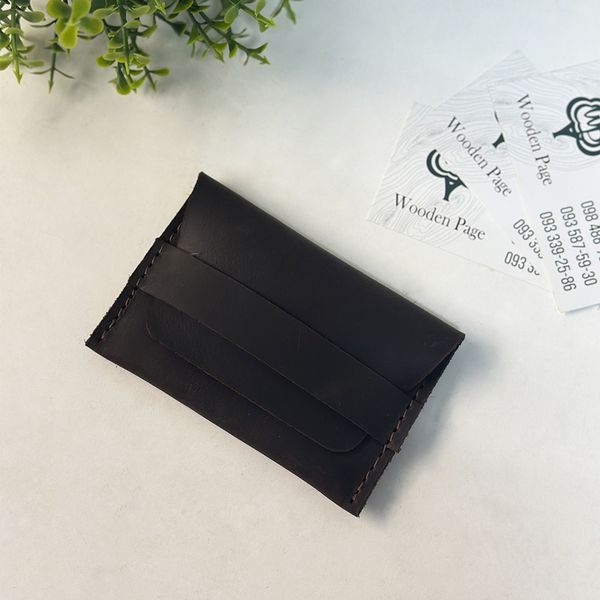 Leather business card holder with engraving