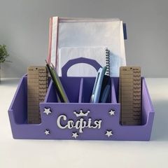 Desktop organizer for a gift to a girl in purple color