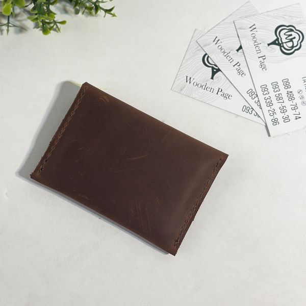 Business card holder with engraving made of genuine leather