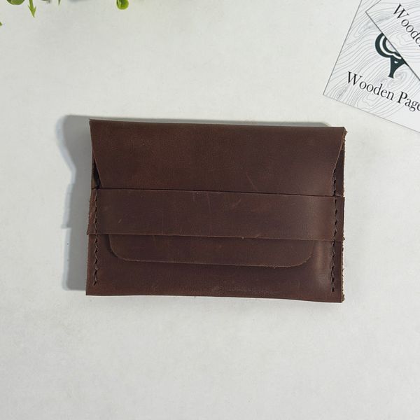 Business card holder with engraving made of genuine leather