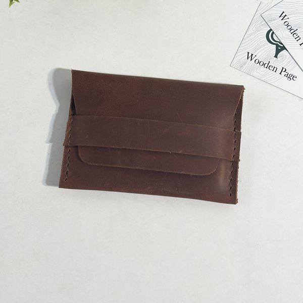 Business card holder with engraving made of genuine leather