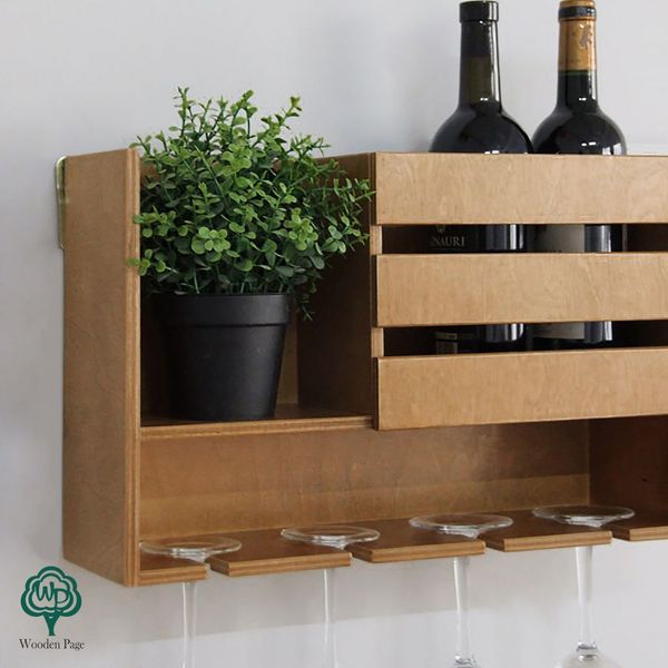 Wooden shelf for glasses and wine "Lounge"