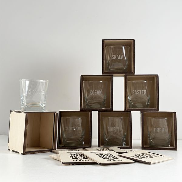 Whiskey glass in a wooden box, gift for groomsmen