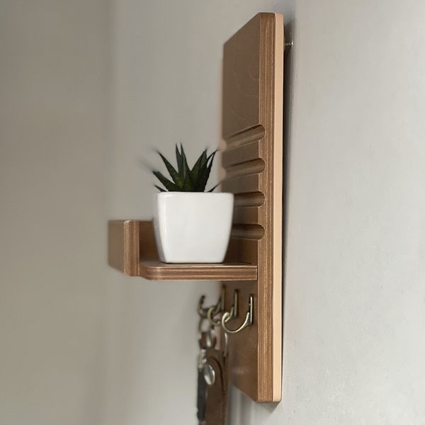 Designer key holder in beige and walnut color