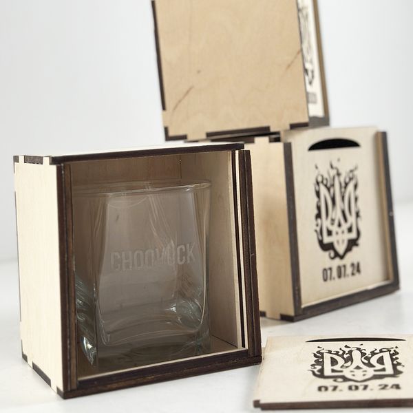 Whiskey glass in a wooden box, gift for groomsmen