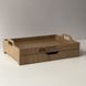 Wooden tray with handles and pull-out drawer with your logo