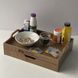 Wooden tray with handles and pull-out drawer with your logo