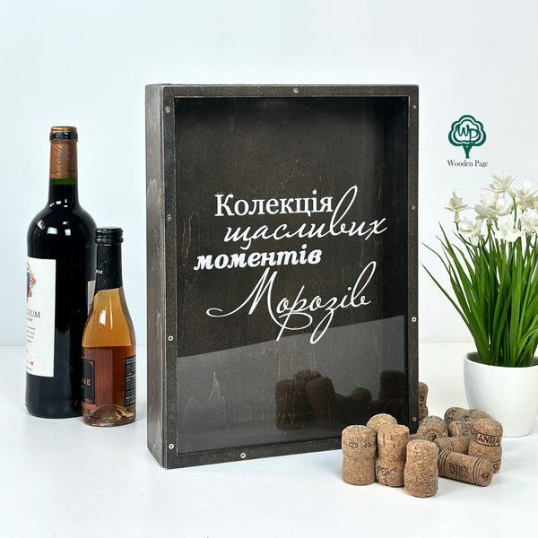 Frame-moneybox for wine corks for a couple