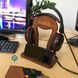 Wooden headphone and phone stand with name