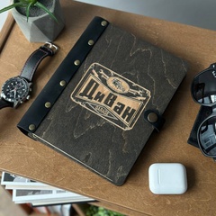 Wooden notepad with logo engraving