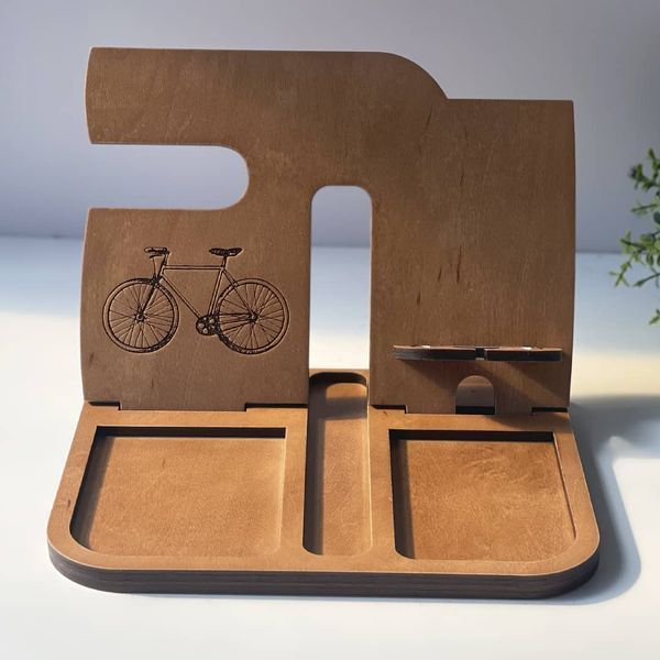 Desk organizer with interesting engraving as a gift for a man