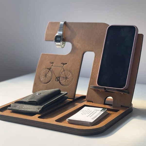 Desk organizer with interesting engraving as a gift for a man