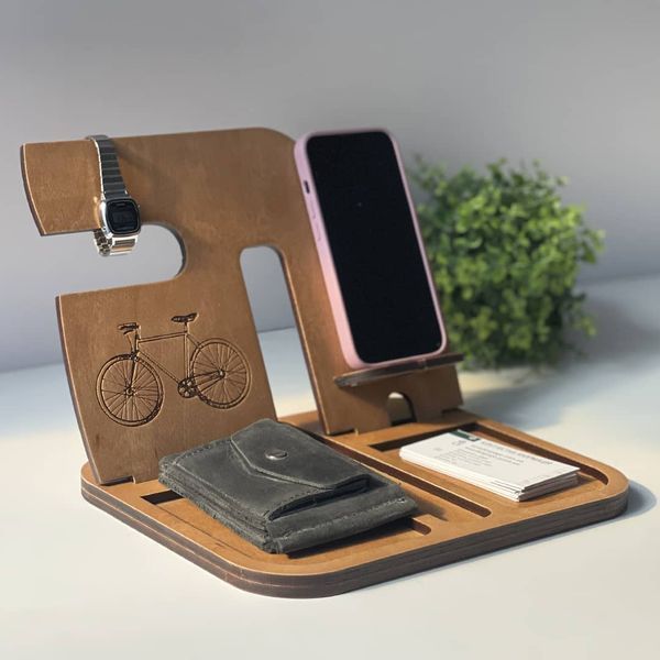 Desk organizer with interesting engraving as a gift for a man