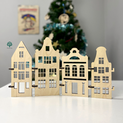 New Year's town made of wooden houses