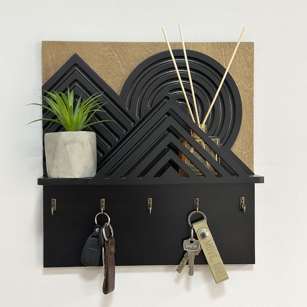 Designer key holder with shelf in original style