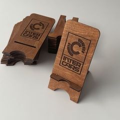Desktop phone stand with logo