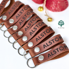 Keychains made of genuine leather with logo engraving