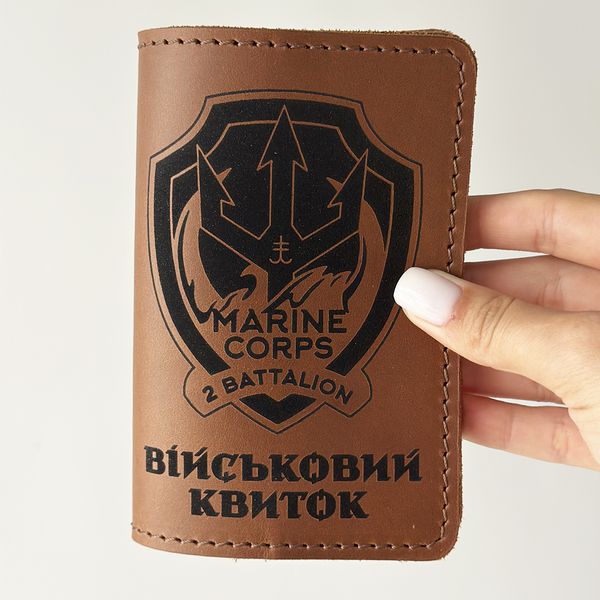 Military ID cover made of leather, engraved on both sides