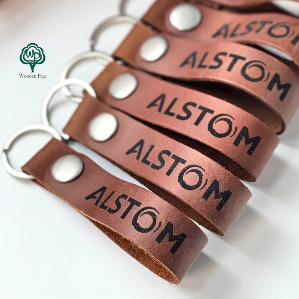Keychains made of genuine leather with logo engraving