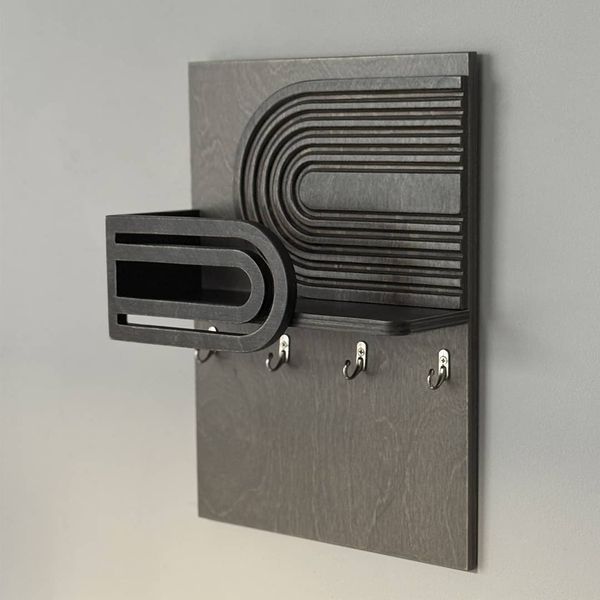 Designer wall key holder in dark colors