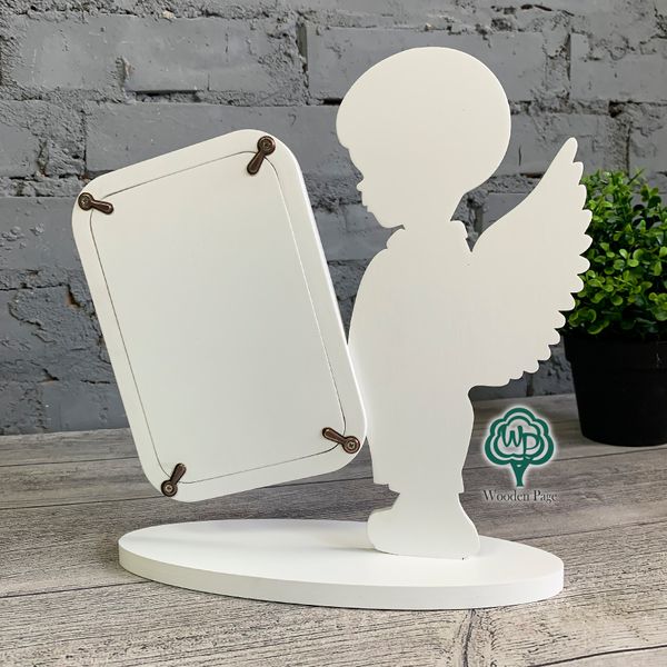 Personalized photo frame-angel made of wood "Godmother"