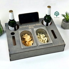 Tray for beer and snacks as a gift for dad