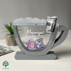 Piggy bank for banknotes "Mom for coffee"
