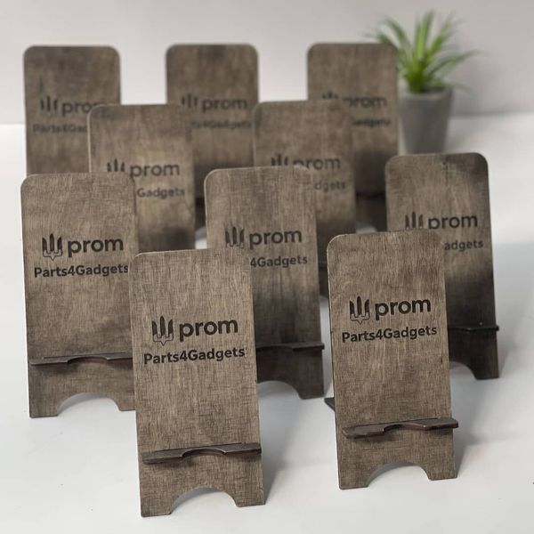Phone stand with company logo