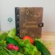 Notebook with wooden cover and leather spine Family recipes