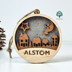 Christmas tree toy with company logo
