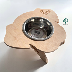 Bowl on a wooden stand for a dog