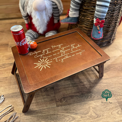 Раскладной стол из дерева на подарок с гравировкой